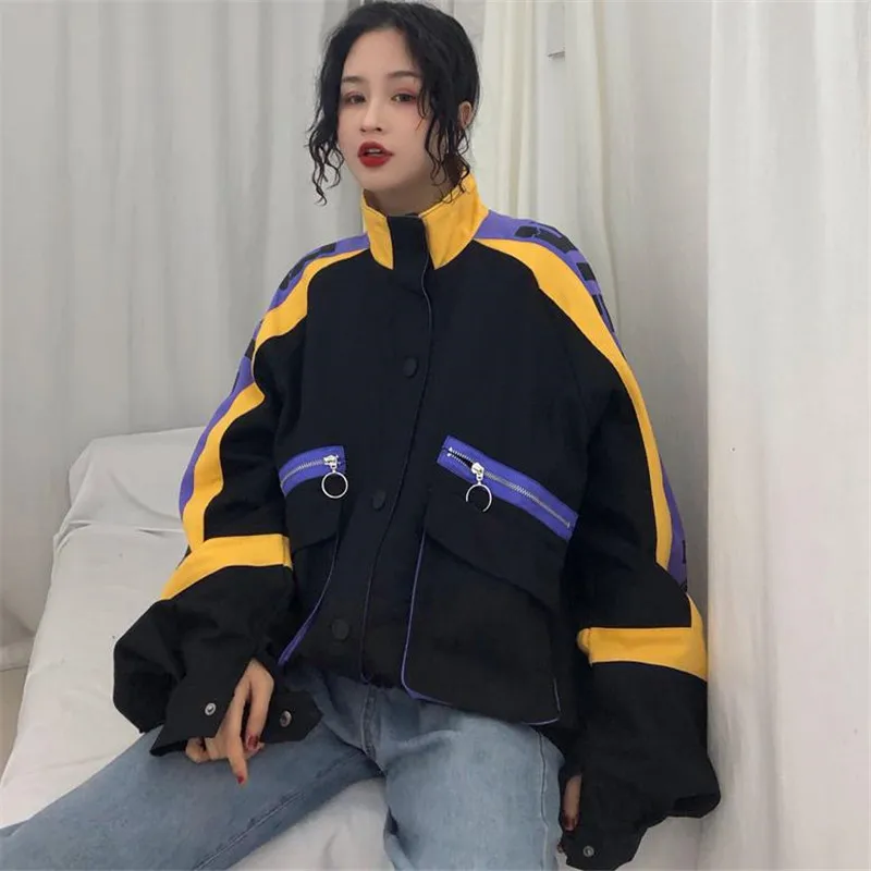

Japanese Hip Hop style bomber jacket Harajuku pilot street printing Jackets Women coat Clothing fashion outerwear HC124