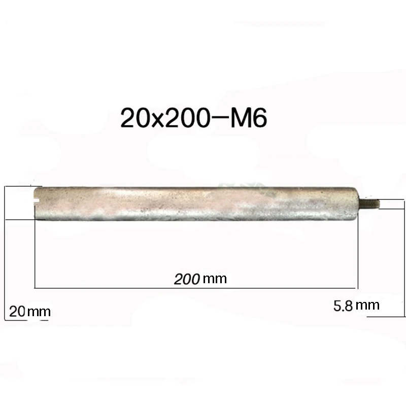 20*200mm-M6 магниевый анод стержень для солнечных систем водонагревателя с " медной гайкой