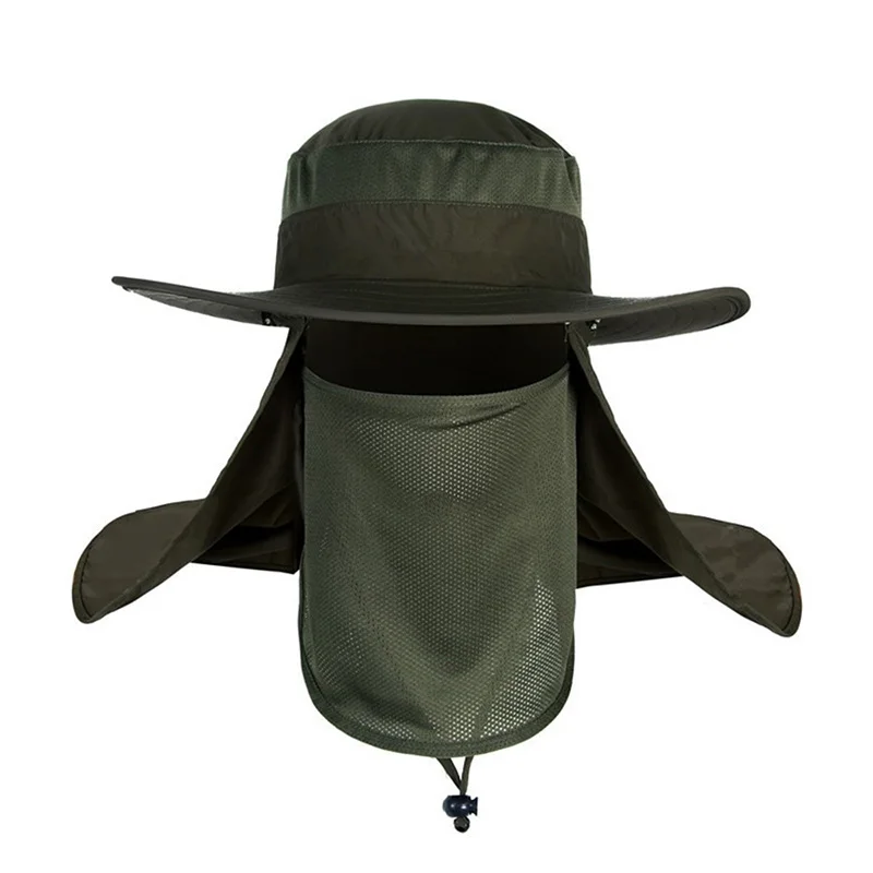 Солнцезащитная маска для лица, шляпа, Летний Пляжный головной убор для рыбалки на открытом воздухе, Балаклава, одежда из ткани, снасти - Цвет: Army Green