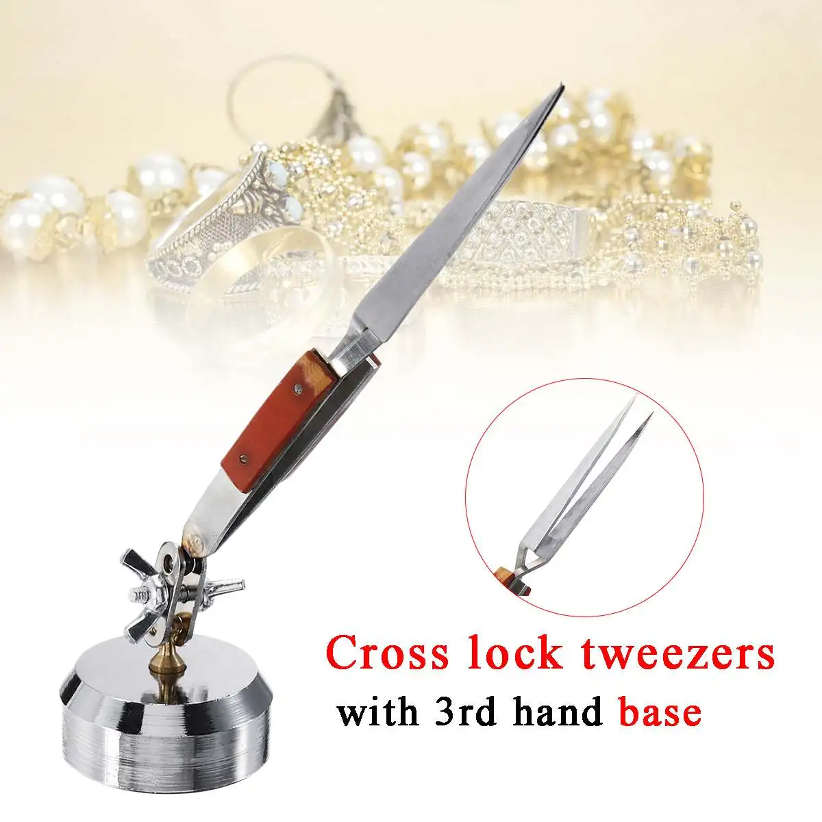 

3rd Hand Base Vice Cross Lock Locking Tweezers Soldering Craft Jewellers Tool Stainless Steel for Jewelry Making Metal Working
