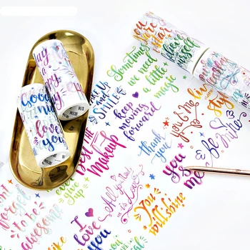

MaoTu Colorful English Decorative Tape Washi Tape Adhesive Tape DIY Stickers Scrapbooking Paper Color Tape 10cmx5m