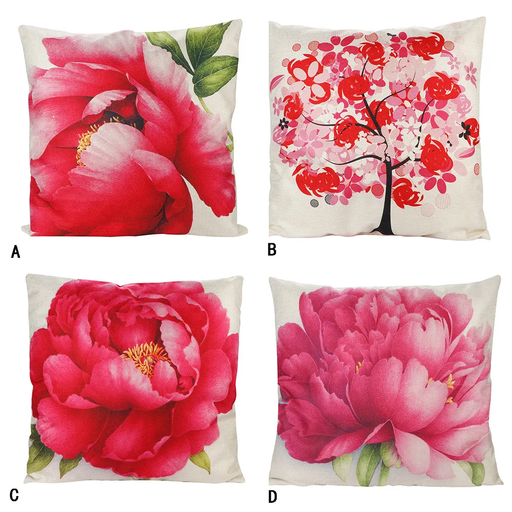 

Love Flower Printed Pillowcase Cotton Linen Sofa Bed Throw Pillow Case Super Soft Cushion Cover Home Car Decor