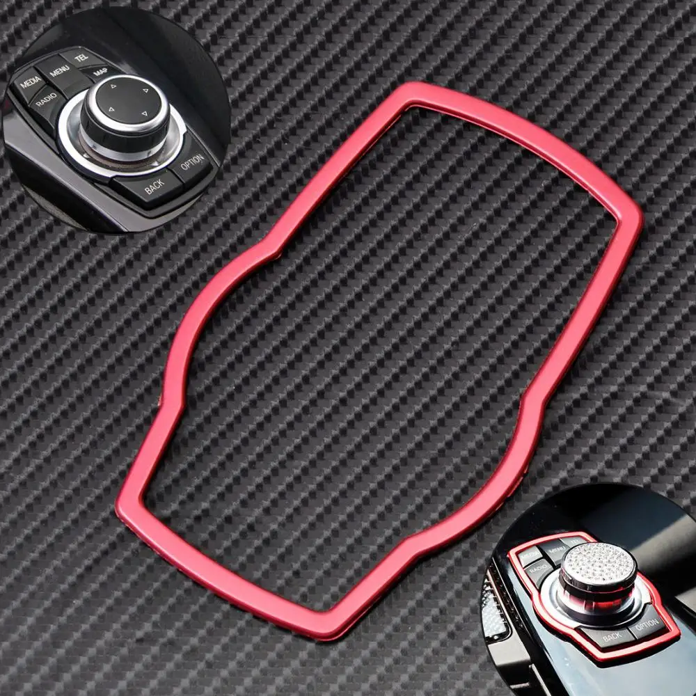 

CITALL For BMW 1 3 4 5 7 Series X1 X3 X4 X5 X6 E81 E87 F30 F31 2013 E70 2014 Red Interior Multimedia Buttons Cover Molding Trim