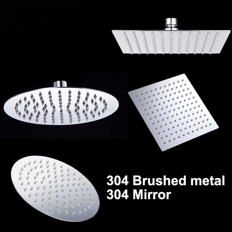 SRJ Bathroom Shower 304 Stainless Steel Supercharged Ultra-Thin Spray Shower Head Bathroom Brushed Shower Tool Accessories 