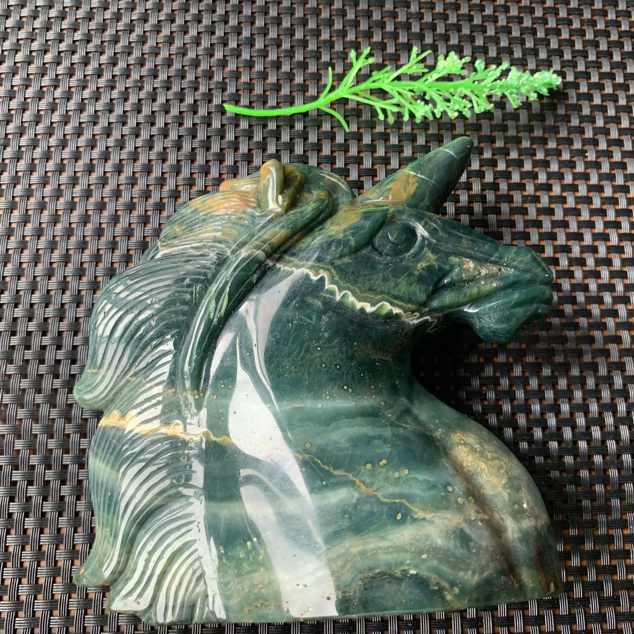 

Natural Ocean Jasper unicorn carved cystal unicorn hot for sale