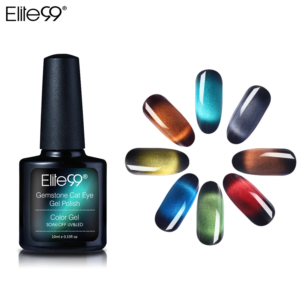 

Elite99 10ml Gemstone Cat Eye Gel Nail Polish Soak Off Nail Art Manicure UV Gel Polish Black Base Needed Magnetic Gel For Nail