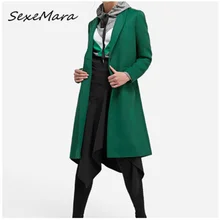 Однобортное черное повседневное модное пальто плюс размер зимнее однотонное длинное весеннее пальто женское