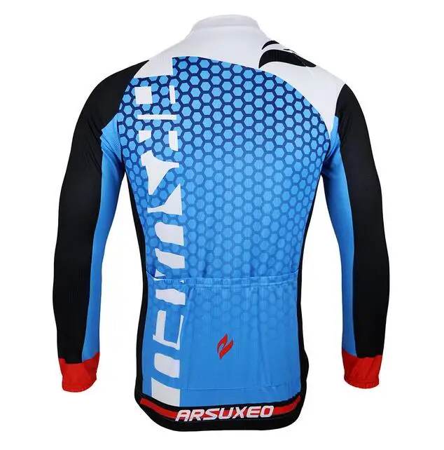 ARSUXEO Men Cycling Jersey Bike Bicycle Long Sleeves Cycle Wear Clothing Outdoor Sports Breathable Mountain Bike MTB Shirts Tops