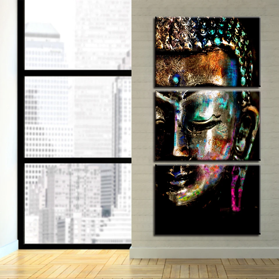 Modular-Canvas-Pictures-Hallway-Wall-Art-Frame-3-Piece-Buddha-Statue-Painting-Print-Color-Abstract-Poster (3)