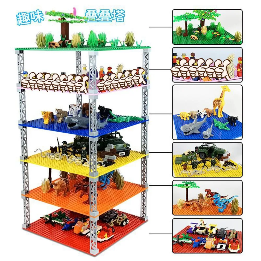 wooden stacking blocks Double-sided Base Plates Plastic Small Bricks Baseplates Compatible classic dimensions Building Blocks Construction Toys 32*32 wood blocks for crafts