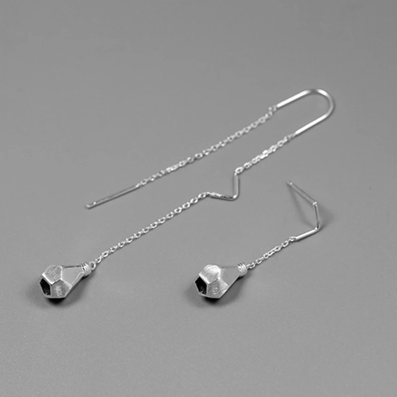 Lotus Fun Real 925 Sterling Silver Handmade Fine Jewelry Minimalist Style Creative Design Light Bulb Dangle Earrings for Women