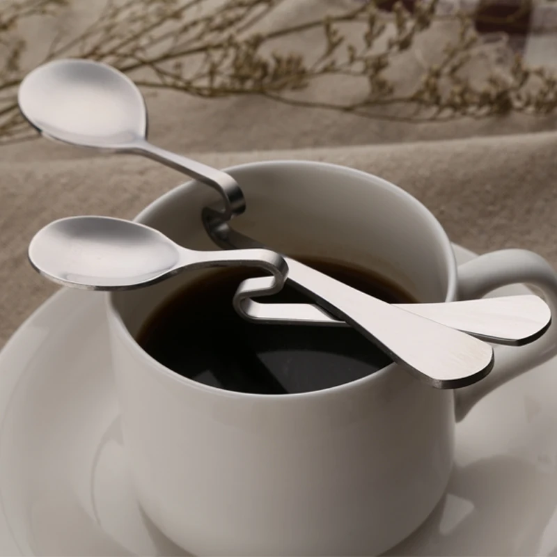 2 шт. Творческий кофейная ложка из нержавеющей стали приправа половник, ложки скручивания висит чайная ложка для чашки для питьевой Кухня аксессуары