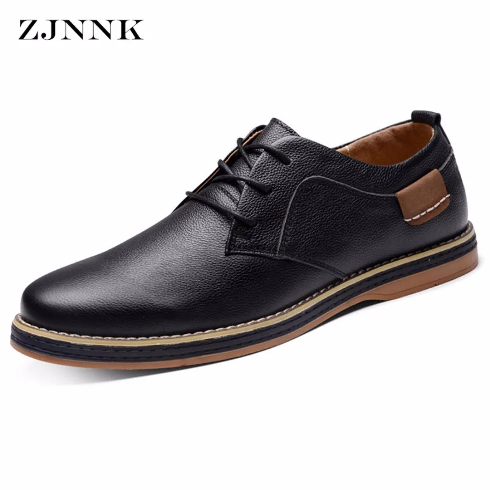 ZJNNK Bestselling Handmade Genuine Leather Shoes Black Brown Men Flats ...