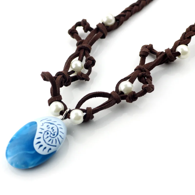 Moana Ocean Romance Rope Chain, Цепочки и ожерелья с синим камнем те фити Кулоны в форме сердца Цепочки и ожерелья для Для женщин женских украшений