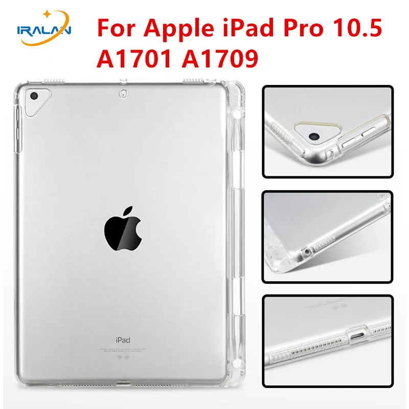 

Ultra-Thin Transparent Silicon Soft Back TPU Case for New iPad Air 3 10.5 2019 with Pencil Holder Cover for iPad Pro 10.5 2017