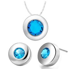 Wholesale Gift For Wedding Created Emerald gem Blue Crystal Sets Mothers Necklace Earrings for jewelry choker bts diy