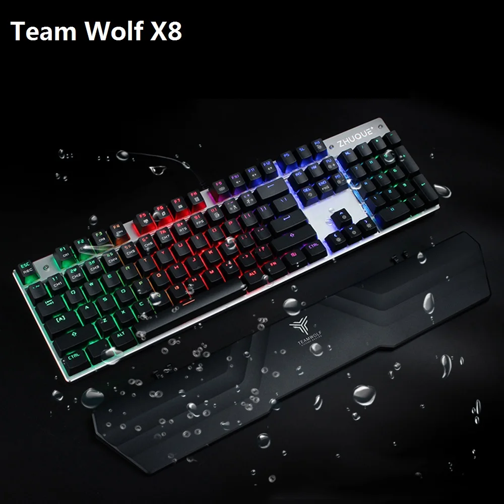 Team Wolf X08 Wired Mechanical Gaming Keyboard RGB Backlight 104 Keys Waterproof Keyboards for Gamer Computer Team Wolf X08 Wired Mechanical Gaming Keyboard RGB Backlight 104 Keys Waterproof Keyboards for Gamer Computer