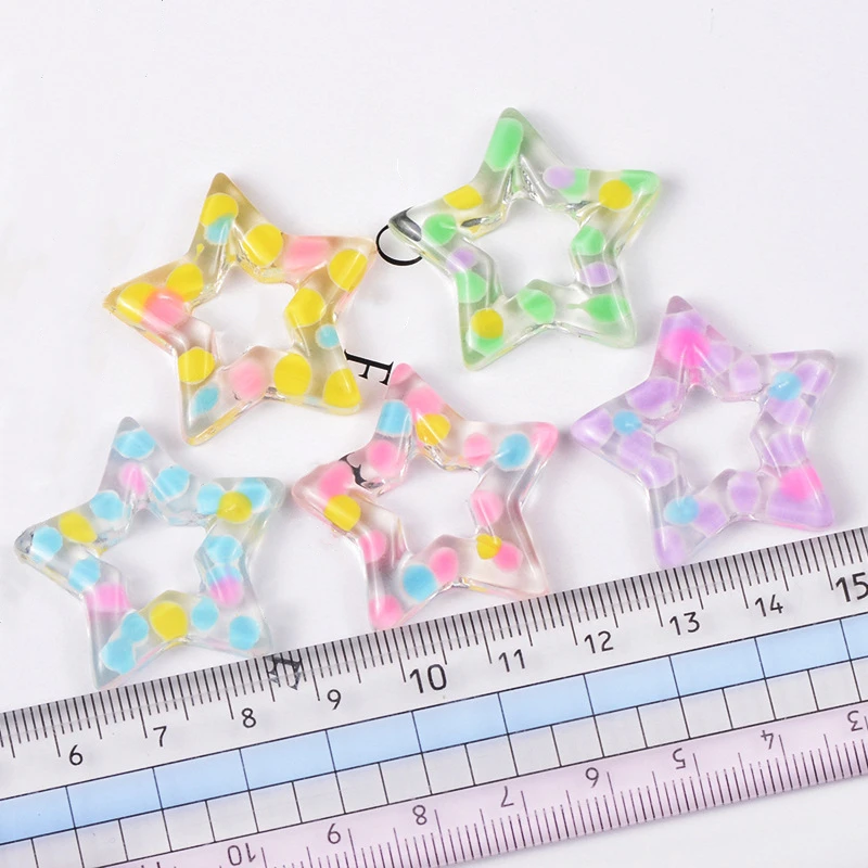 

10PC Mixed Color Crafts Flat Back Resin Pentagram Children's Hair Earring Phone Case DIY Accessories Planar Craft Resin Supplies