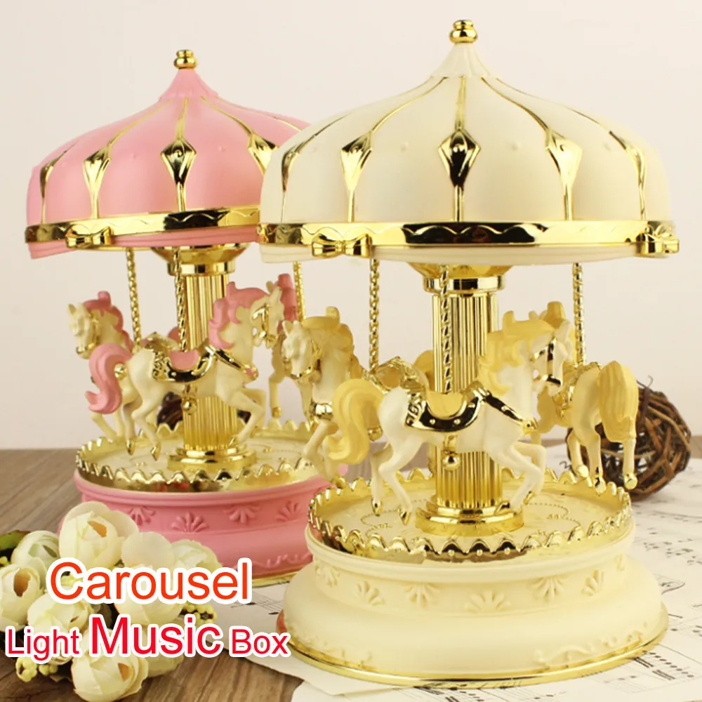 

New Octave Light Carousel Music Box Christmas Birthday Gift Carousel Music Box New Arrival Dropshipping