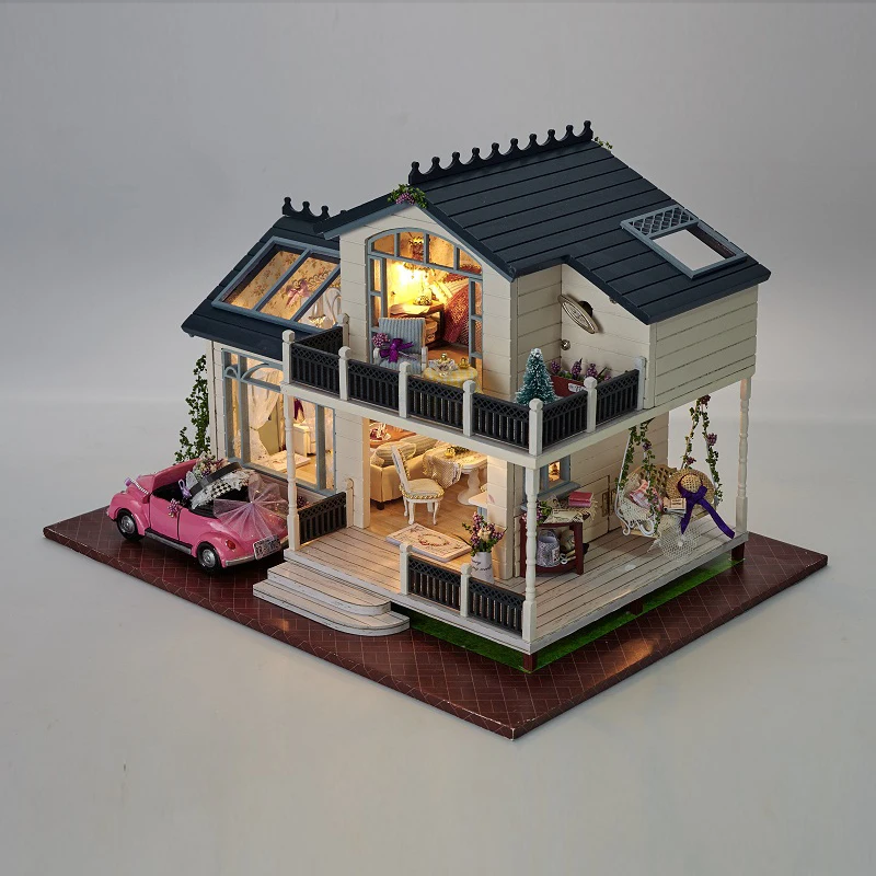 Gifts New Brand DIY Doll Houses Wooden Doll House Unisex dollhouse Kids Toy Furniture Miniature crafts free shipping A032