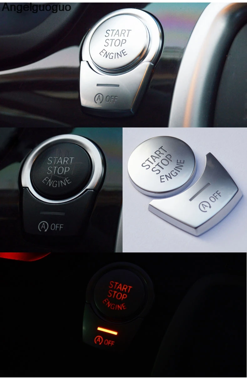 Angelguoguo 2 pcs ABS Chrome For BMW 5 6 7 GT5 X3 X4 series Car start stop engine button knob cover trim