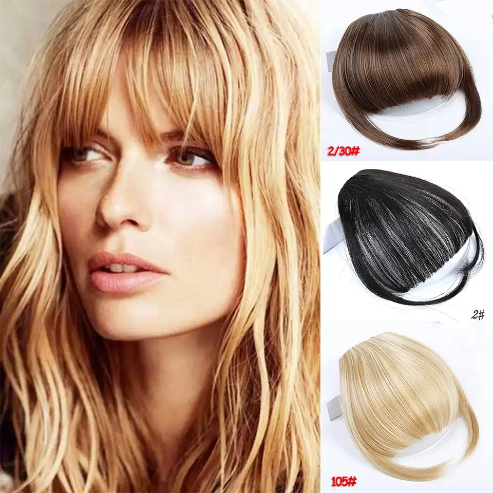 Mstn Long Blunt Bangs Hairpin Extension Wig Tassel Real Natural