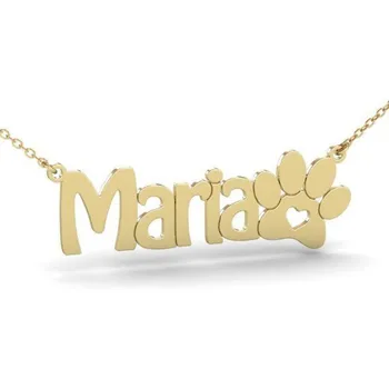 

Rose Gold Silver Black Custom Name Necklace Animal Stainless Steel Pawprint Dog Cat Paw Necklaces for Women