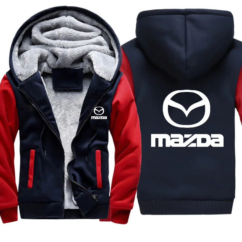 Толстовки для мужчин для автомобилей Mazda Логотип печати куртка для мужчин толстовки Зимний толстый теплый флис хлопок молния камуфляж реглан мужская куртка s