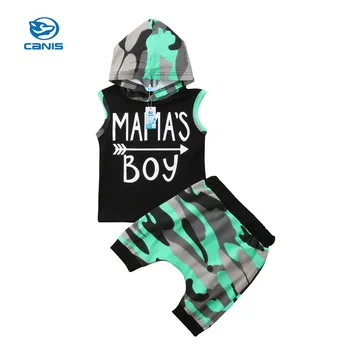 

CANIS Fashion Bebe Kids 2Pcs Toddler Baby Boy Summer Letter Camouflage Outfits Bebe Boys Clothes T-shirt Tops+Pants 2PS Set Boy