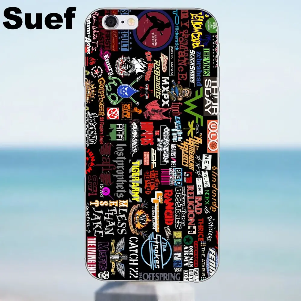 Suef Rock Bands коллекция Защитная Для iPhone X 4 4S 5 5S 5C SE 6 6S 7 8 Plus Galaxy A3 A5 J1 J3 J5 J7 2016 2017|for