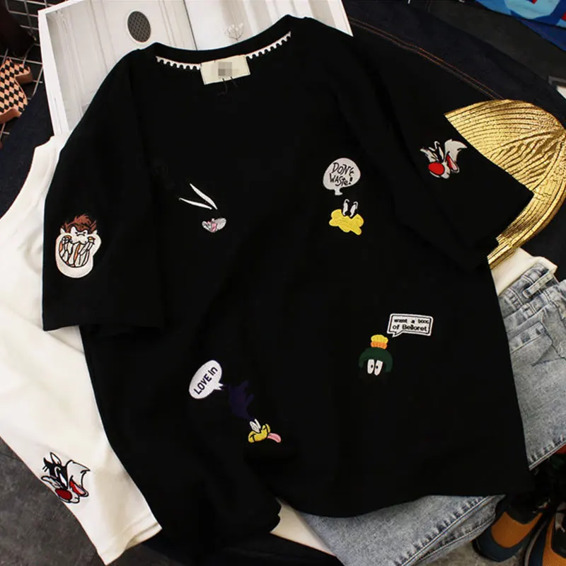 

2019 Print Female T-shirt White Cotton Women Tshirts Summer Casual