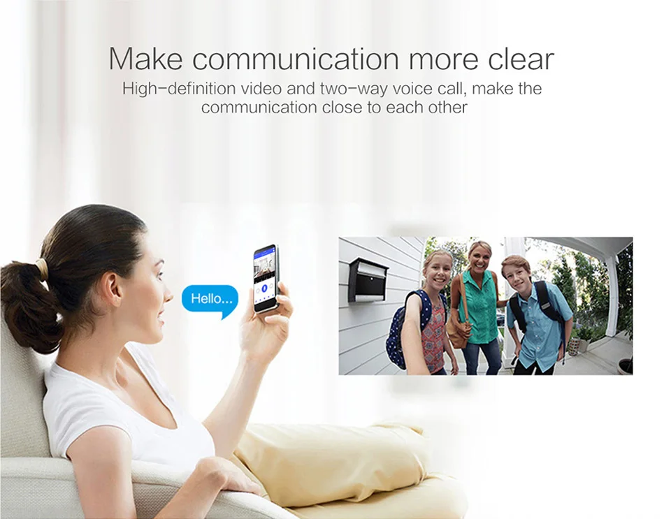 Eken V5 видео-дверной звонок Смарт Беспроводной Wi-Fi охранный звонок на двери визуальный Запись домашний монитор переговорное устройство с