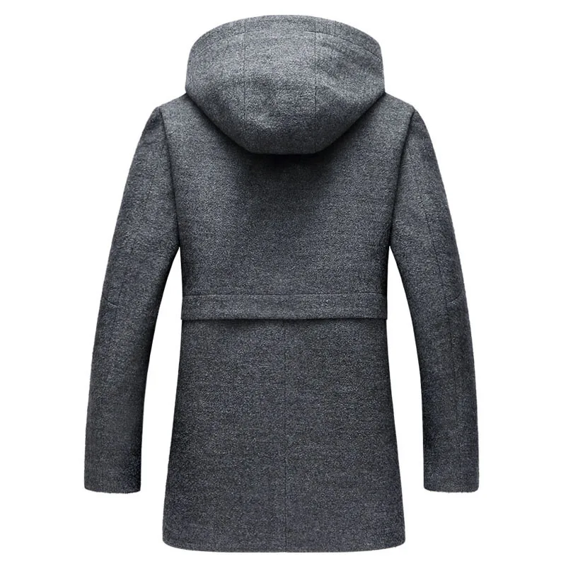 2018 Для Мужчин's Шерстяное пальто Зимняя брендовая модная капюшон Высокое качество, Большие размеры Шерстяная парка пальто для Для мужчин