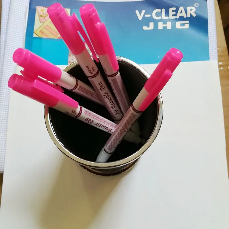 JHG Two Head Pink Fabric Paint Marker With Eraser Air Erasable Marker Pen For Sewing Chalk Pen Clothing Marking Fabric Paint Pen5