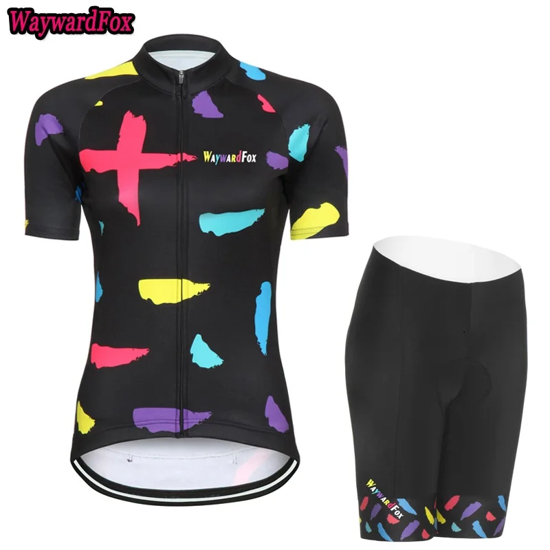 Новая женская велосипедная Джерси Набор pro team WaywardFox Maillot Ciclismo велосипедная одежда с коротким рукавом Одежда для велоспорта гелевая накладка - Цвет: Style photo