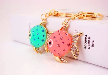 

free shipping 30pcs/lot rhinestone fish keychain purse hanger favors for bridal showers party return goods, valentine's gift
