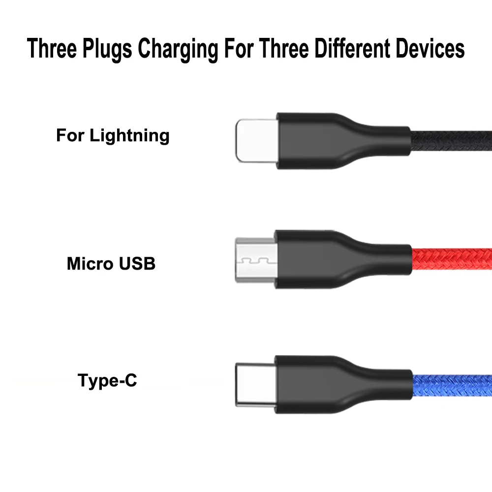 VOXLINK 3 в 1 USB кабель для iPhone XS Max XR X 8 7 зарядное устройство Micro USB кабель для Android USB TypeC для samsung S9 S8 телефонные кабели