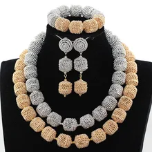 New Mix Silver Beads and Gole Beads Bridal Jewelry Sets 2 Layter African Fashion Jewelry Sets Free Shipping PJW137