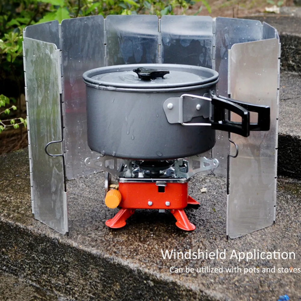 8 PCS Outdoor Burner Picnic Stove Screen Type Aluminum Alloy Windshield For Outdoor Camping Hiking Tableware Cooking Tools