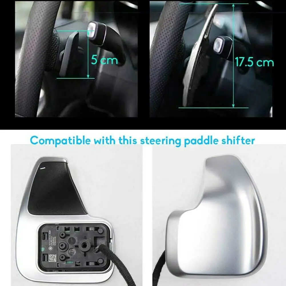 

Interior Shift gear Paddles Silver Steering Wheel Extension Aluminum Decal Decor Accessory