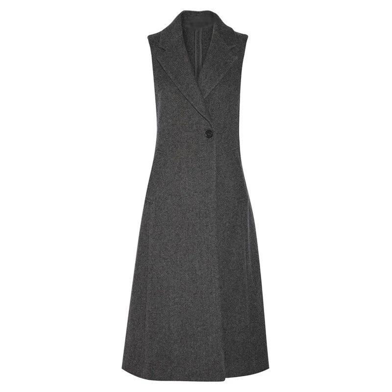 New Autumn Winter Women's Vest Wool Coat Female Long Vests Dark Gray Waistcoat For Women jaqueta feminina - Color: Dark gray