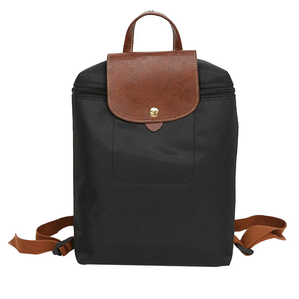 

Leisure Travel Nylon Zipper Student Backpack patchwork normcore minimalist Folding backpack brand leather luxury backpack