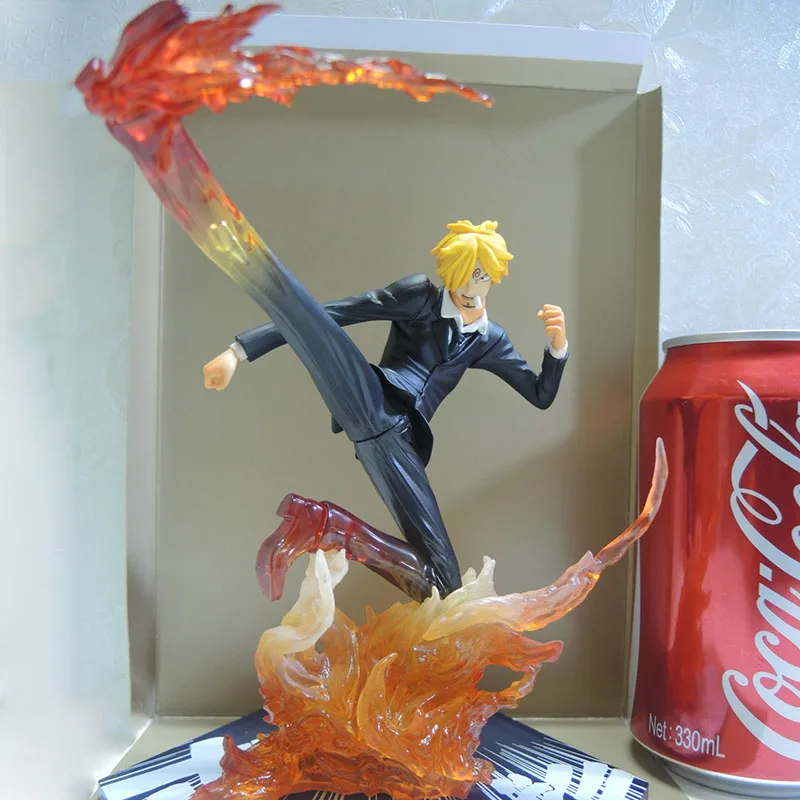 

15.5CM One piece Sanji Action Figure Model One Piece Anime Vinsmoke Sanji figure Black Leg Diable Jambe Fire Battle Version toys