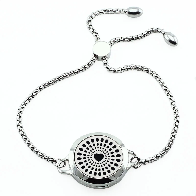 

New Arrival! 316L Stainless Steel Aromatherapy Bracelet Adjustable 25mm Magnetic Lotus Diffuse Bracelet for Women (with 5pads)