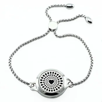 

New Arrival! 316L Stainless Steel Aromatherapy Bracelet Adjustable 25mm Magnetic Lotus Diffuse Bracelet for Women (with 5pads)
