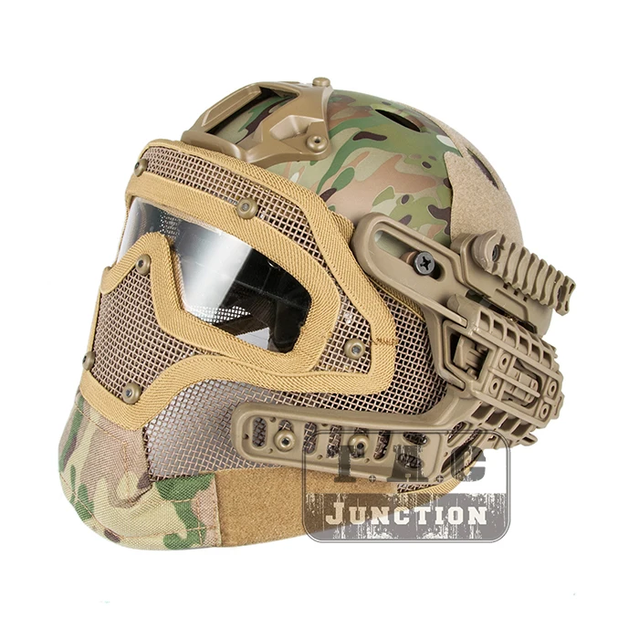 

Tactical Airsoft FAST PJ Advanced Adjustment Protective Multi-function G4 Full Facial Armor System Combat Helmet w/ Goggle Mask