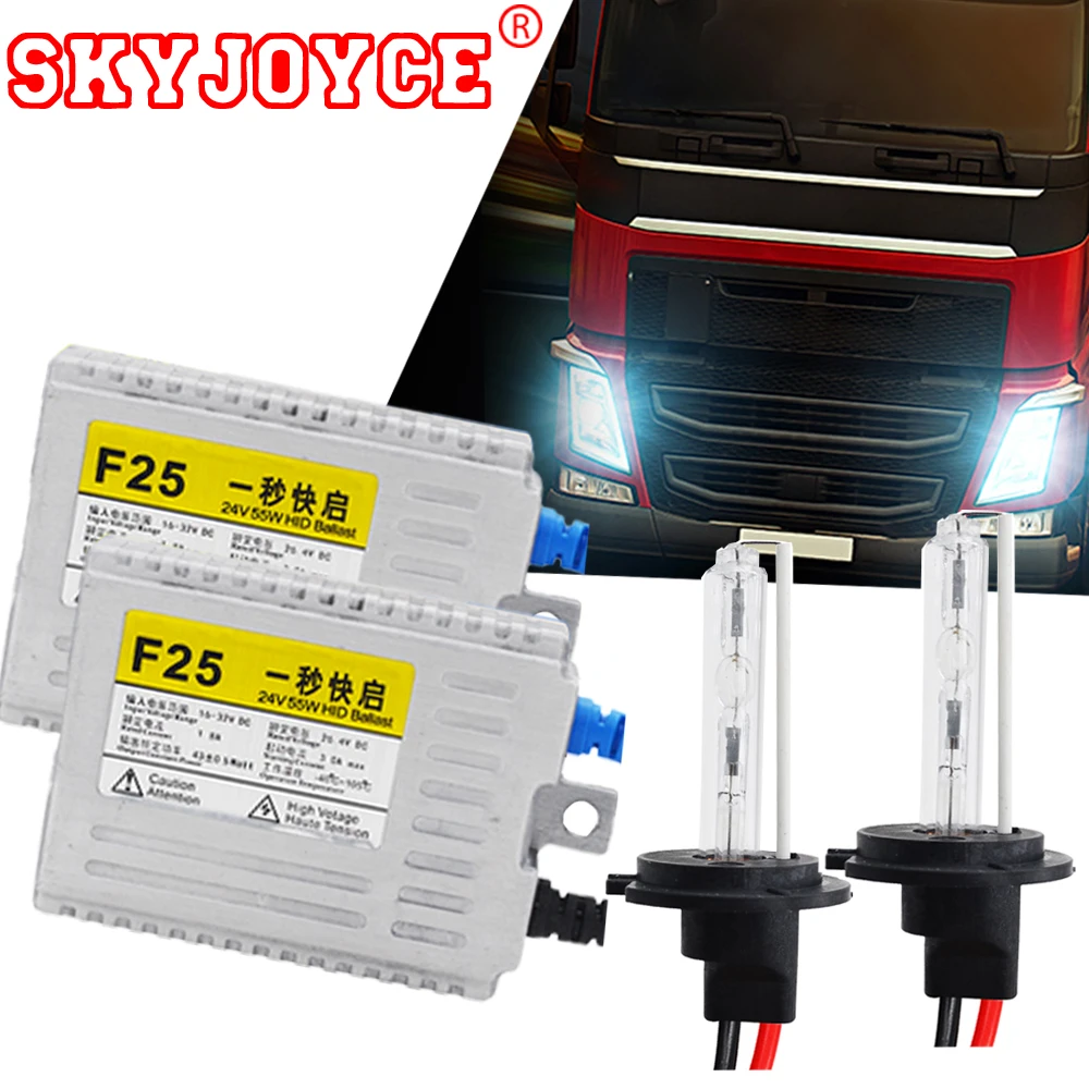 SKYJOYCE Truck Boat 24V HID xenon kit 55W xenon HID kit 24V truck xenon hid H1 H3  H7 24V HID headlight bulbsTruck Van 6000K