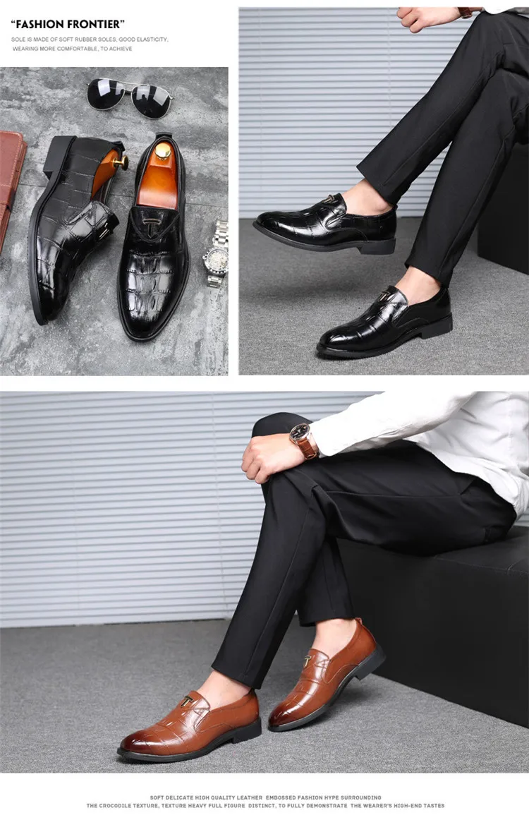 Merkmak/брендовые Мужские модельные туфли из натуральной кожи с узором «крокодиловая кожа», деловые свадебные туфли, мужские туфли-оксфорды