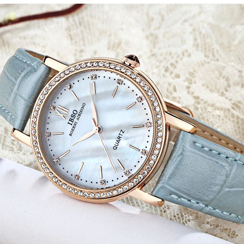 Kopen IBSO Merk Mode Vrouw Horloges Lederen Band Horloge Vrouwen Luxe Kristal Diamant 2018 Quartz Horloges Montre Femme