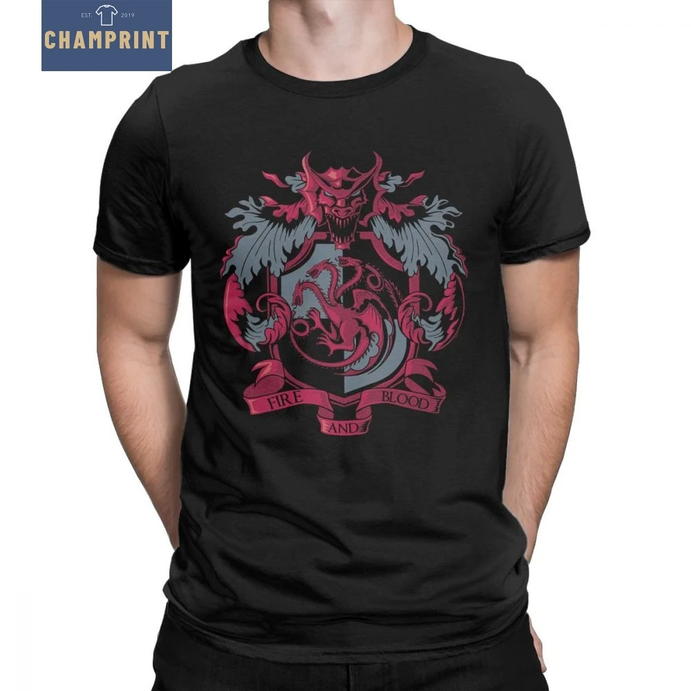 

Men T Shirt House Targaryen Tee Shirt Sigil Fire And Blood Game Of Thrones T-Shirts Humor Short Sleeves Tops Large Size